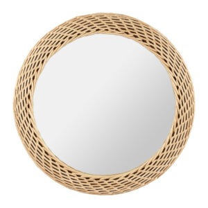 Miroir rond tressé naturel